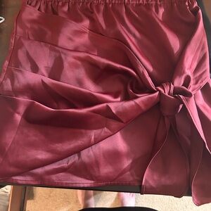 Red Mini Wrap Skirt with Tie Front for Cocktail